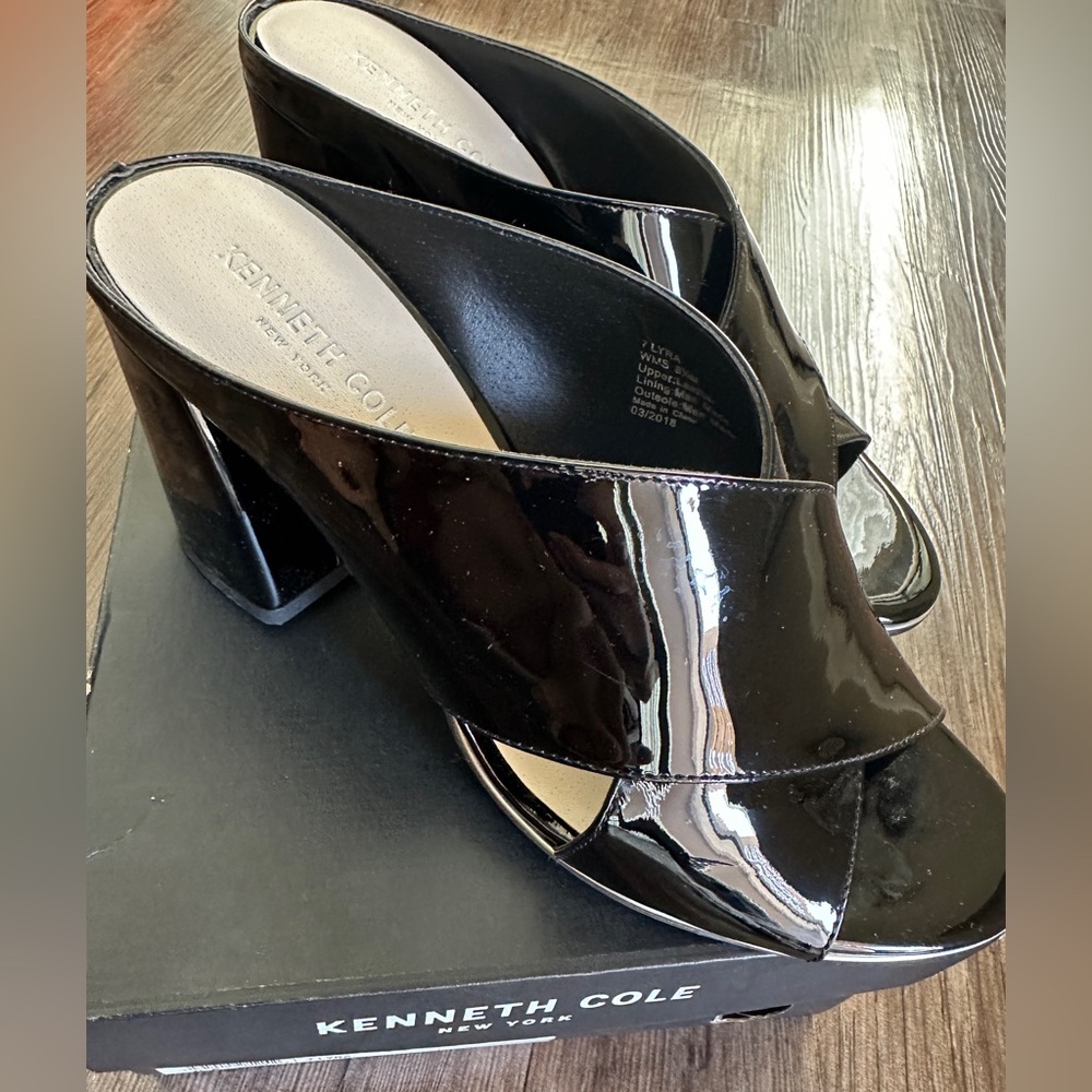 Kenneth Cole Glossy Black Mules
